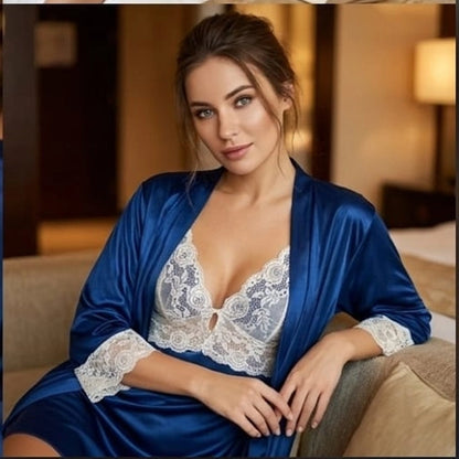 Xs and Os Women's Satin Solid Above knee Nightwear